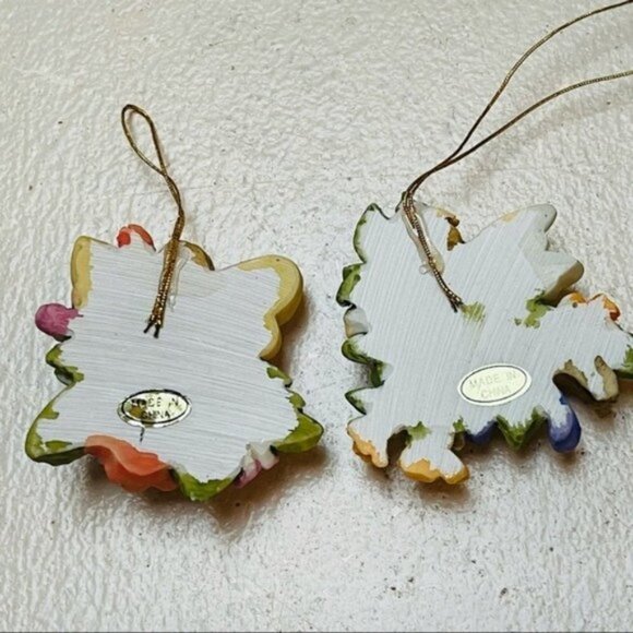 Angel Ceramic Figurine Hanging Ornament Decor Christmas Holiday Flowers Gift - Picture 4 of 4